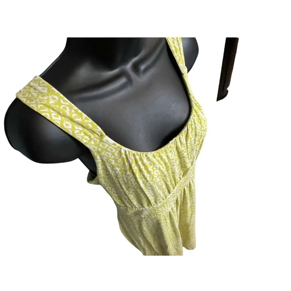 ANN TAYLOR | Sleeveless Empire Waist Chartreuse & White Dress - Picture 9 of 10